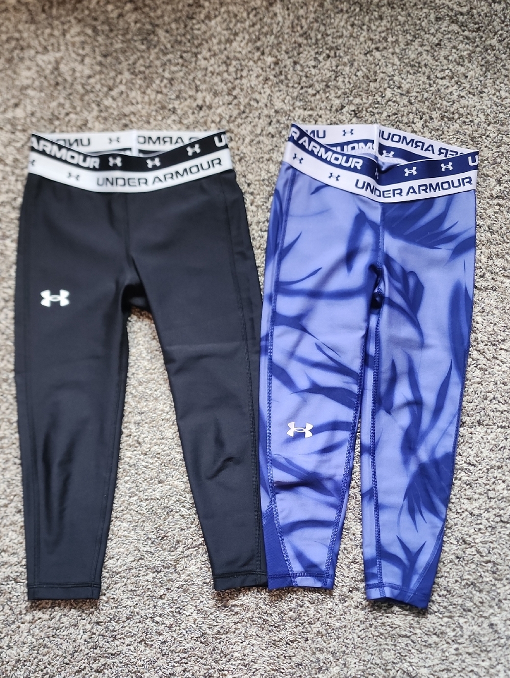 Under Armour Girls Black and Blue Performance Leggings Set